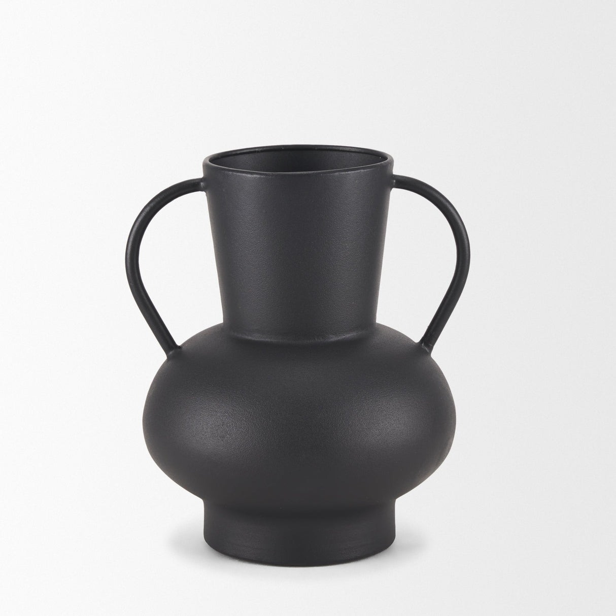 Tasya Small Matte Black Metal Vase by Mercana at Eve Furniture