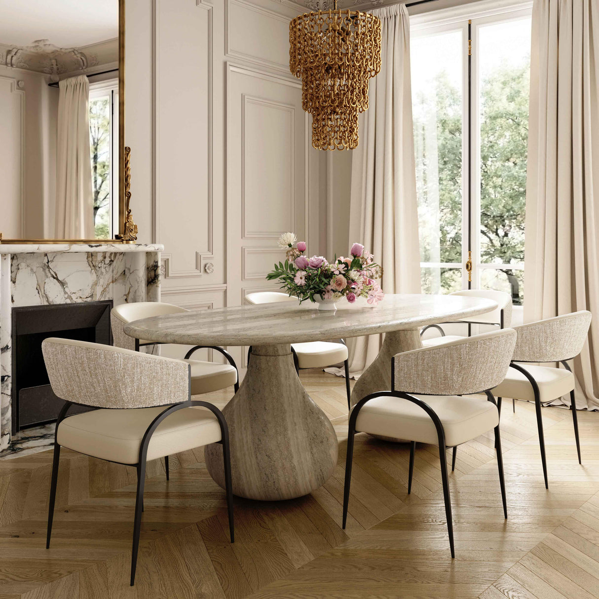 Tatum Vegan Leather 2-Tone Dining Chair by TOV Furniture at Eve Furniture