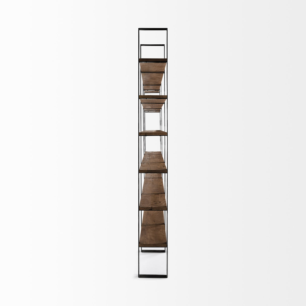 Taunton II Dark Brown Wood And Black Iron Six Shelving Unit by Mercana at Eve Furniture