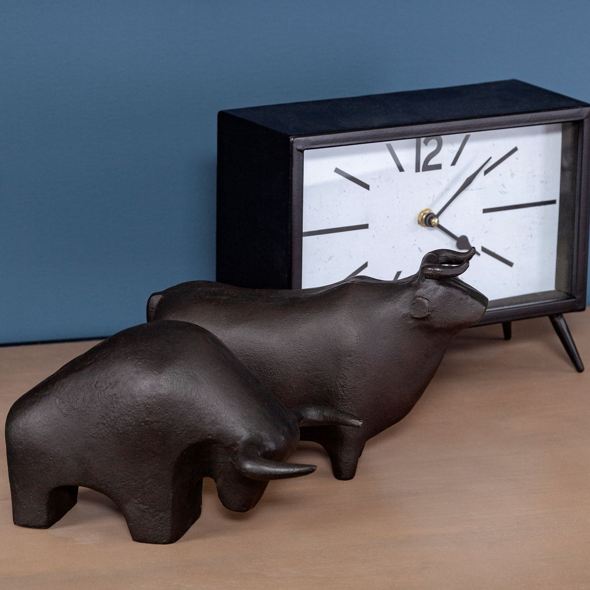 Tauro II 9L x 4W Black Cast Aluminum Raging Bull by Mercana at Eve Furniture