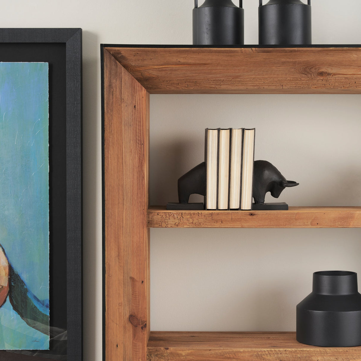 Tauro III (Set of 2) 10L x 5W Black Cast Aluminum Raging Bull Bookends by Mercana at Eve Furniture