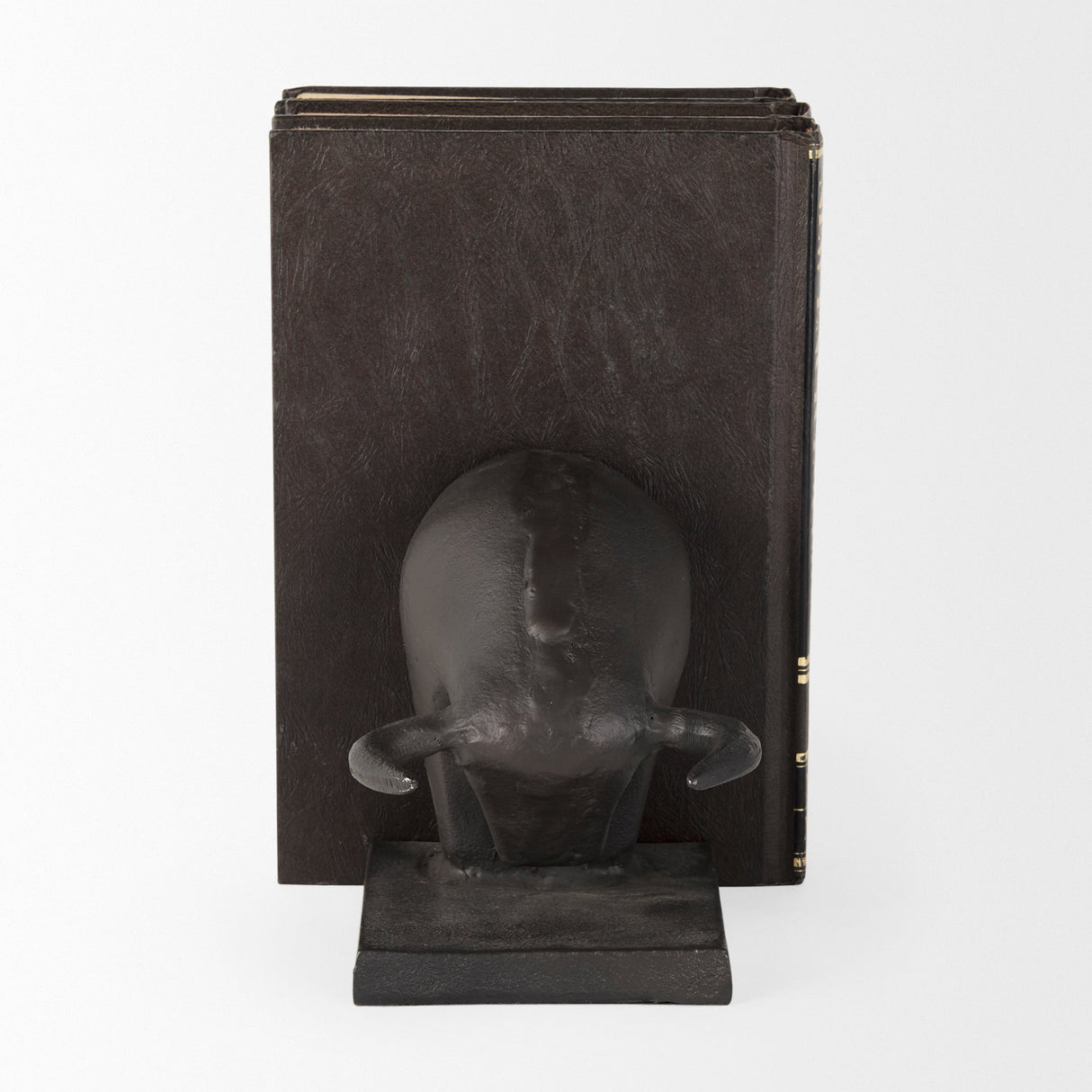 Tauro III (Set of 2) 10L x 5W Black Cast Aluminum Raging Bull Bookends by Mercana at Eve Furniture