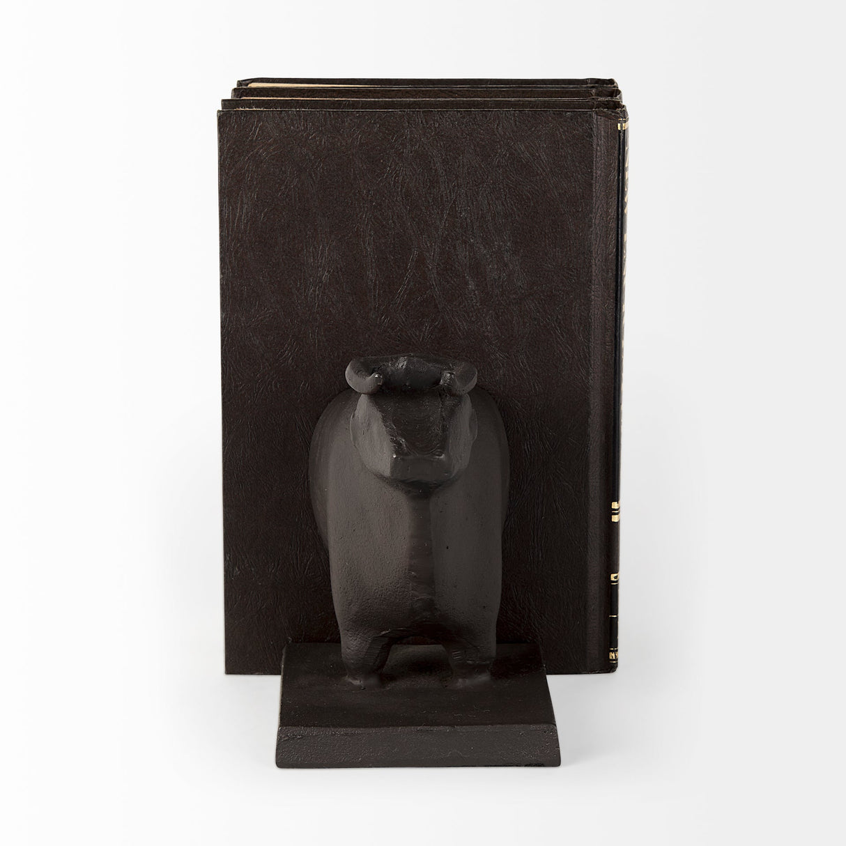 Taurus III (Set of 2) 9L x 4W Black Cast Aluminum Bull Bookends by Mercana at Eve Furniture