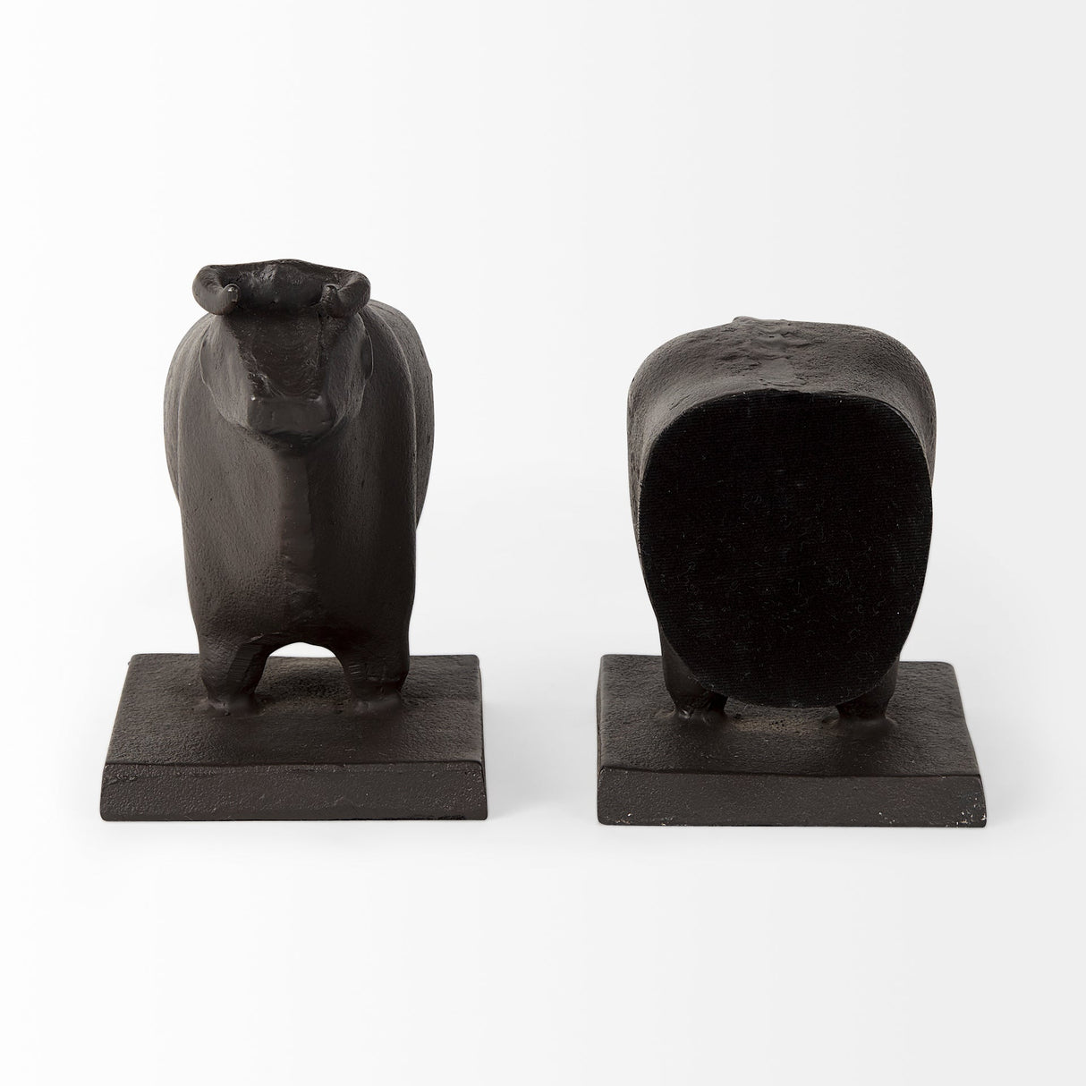 Taurus III (Set of 2) 9L x 4W Black Cast Aluminum Bull Bookends by Mercana at Eve Furniture