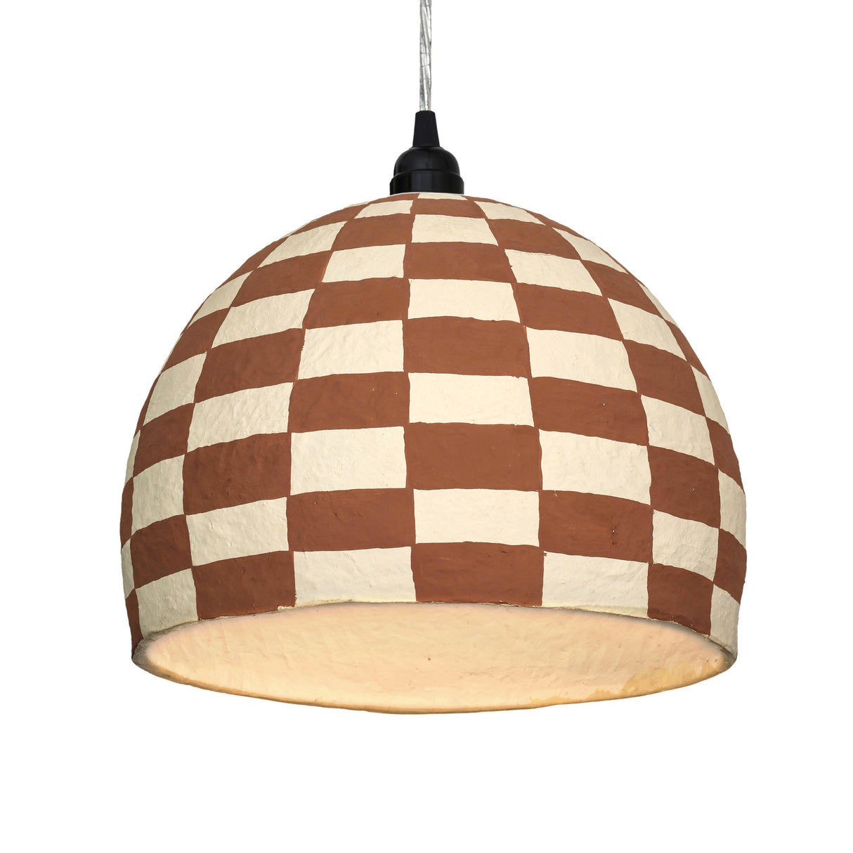 Taurus White and Terracotta Cotton Mache Pendant Lamp by TOV Furniture at Eve Furniture