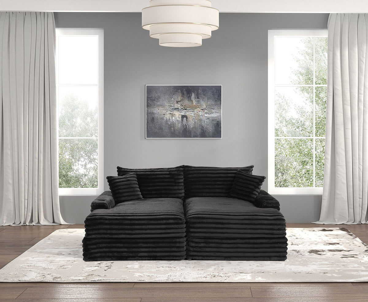 Tavedestrand Black Double Chaise Sofa