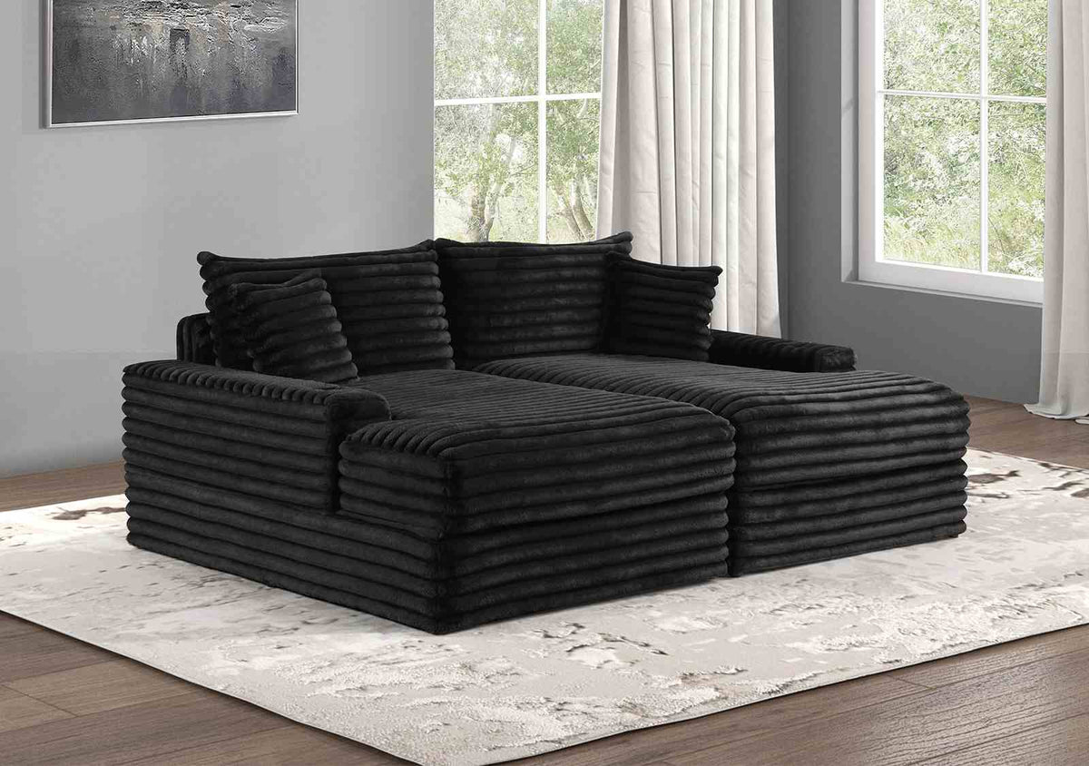 Tavedestrand Black Double Chaise Sofa