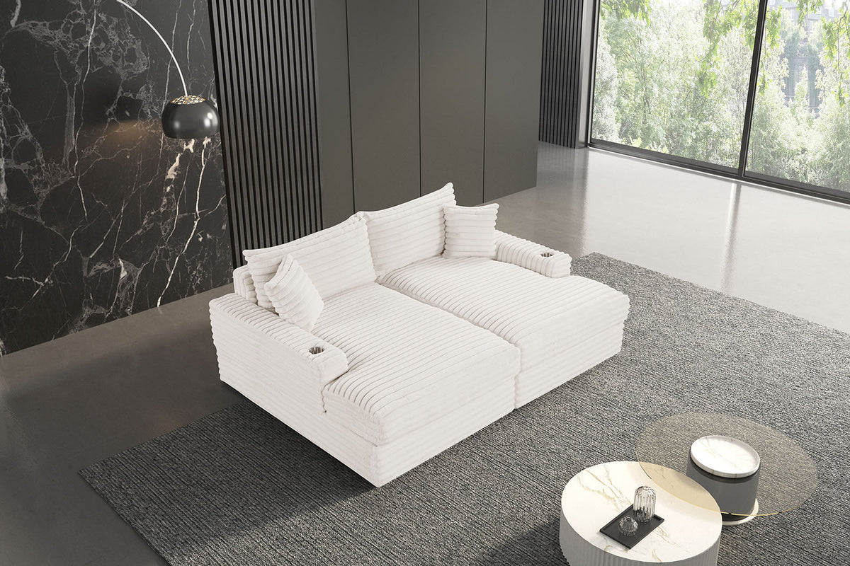 Tavedestrand White Double Chaise Sofa by Furniture of America at Eve Furniture
