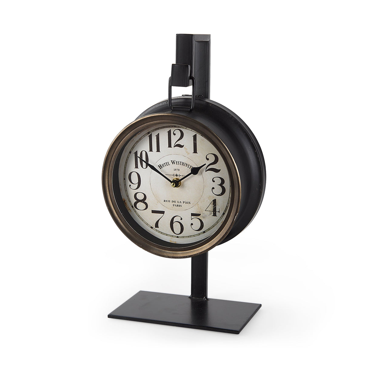 Taxz Metallic Brown Metal Hanging Table Clock by Mercana at Eve Furniture
