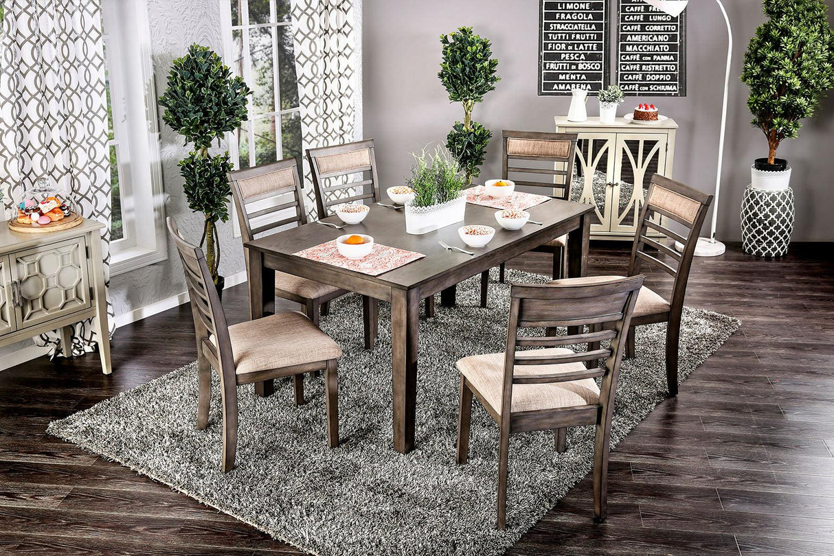 Taylah Weathered Gray/Beige 7 PC. Dining Table Set by Furniture of America at Eve Furniture
