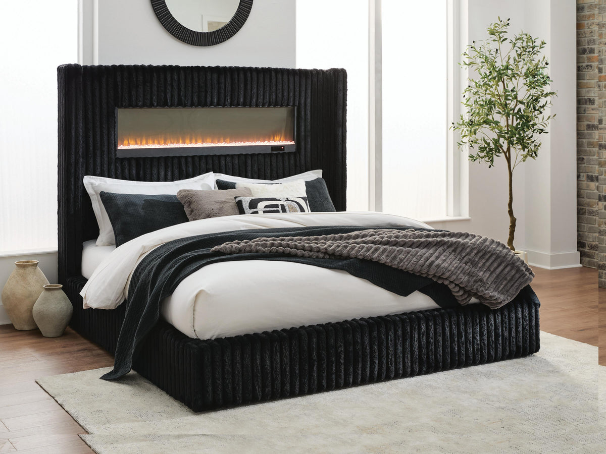 Tayleena Black King Upholstered Bed by Ashley at Eve Furniture