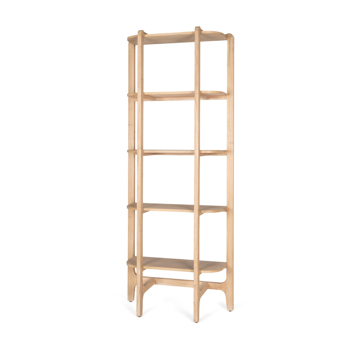 Taylin Light Brown Solid Wood Open Bookshelf by Mercana at Eve Furniture