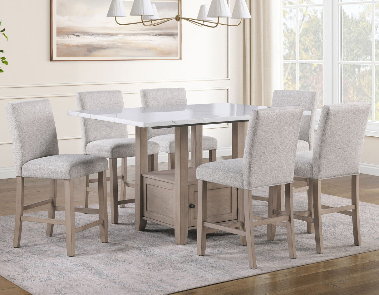 Taylor Tan Faux-Marble Counter Height Dining Set by Steve Silver at Eve Furniture