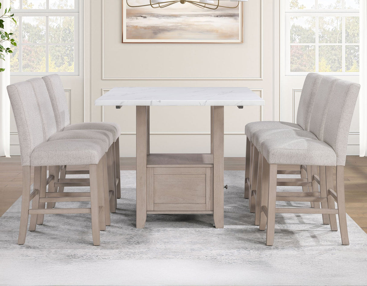 Taylor Tan Faux-Marble Counter Height Dining Set by Steve Silver at Eve Furniture