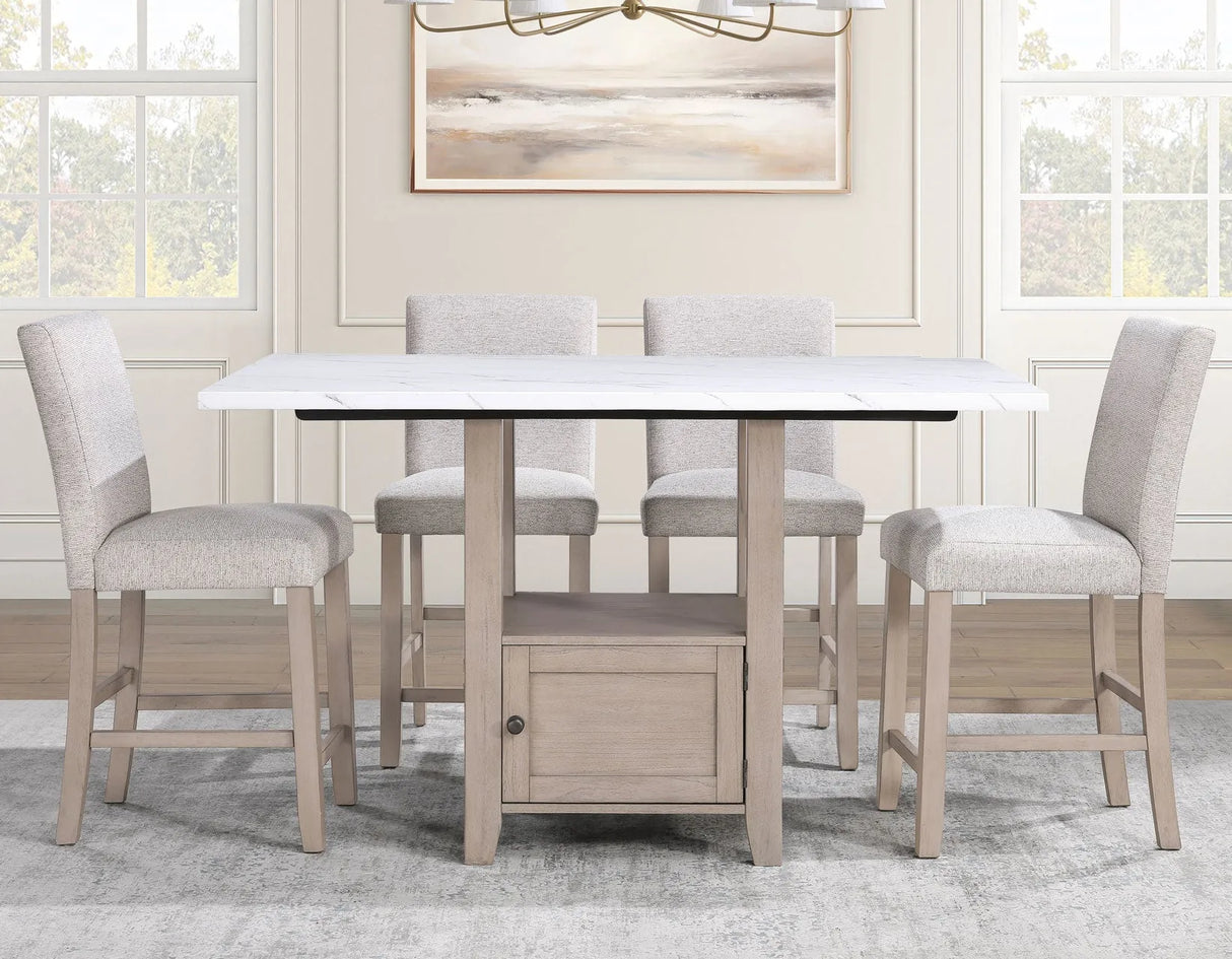 Taylor Tan Faux-Marble Counter Height Dining Set by Steve Silver at Eve Furniture