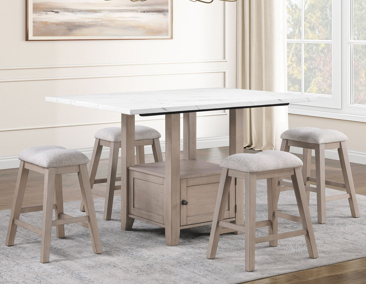 Taylor Tan Faux-Marble Counter Height Set by Steve Silver at Eve Furniture