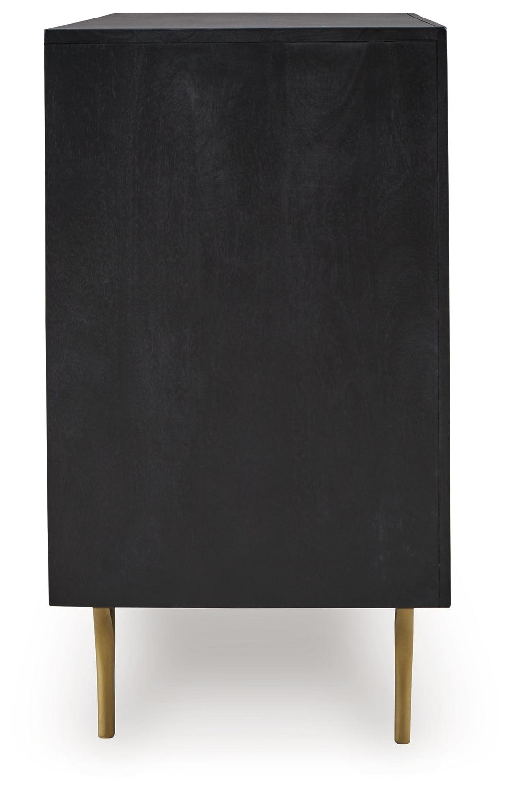 Tayner Black/Gold Finish Accent Cabinet by Ashley at Eve Furniture
