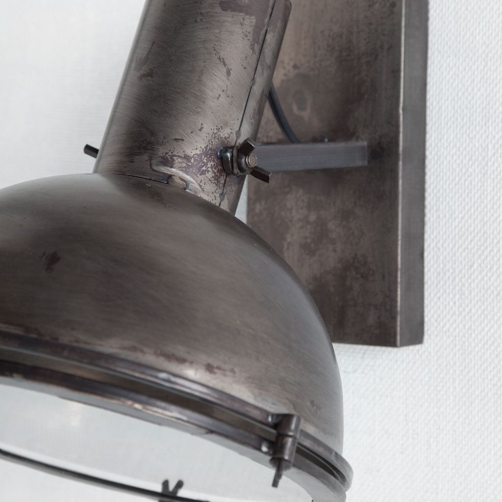 Taza Gray Metal Dome Shade Wall Sconce by Mercana at Eve Furniture