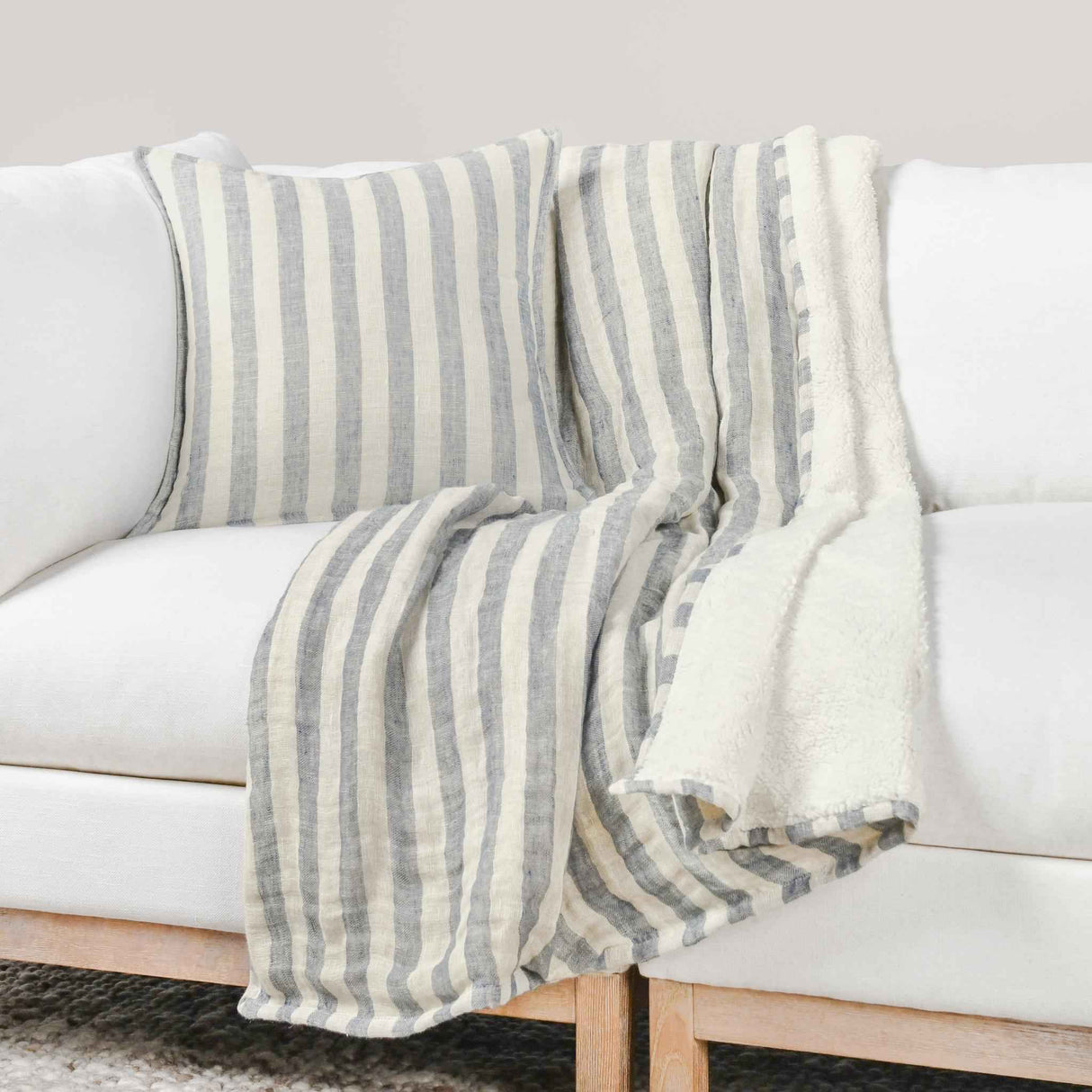 TC Cyprus Ivory/Blue 50x70 Throw by Classic Home at Eve Furniture