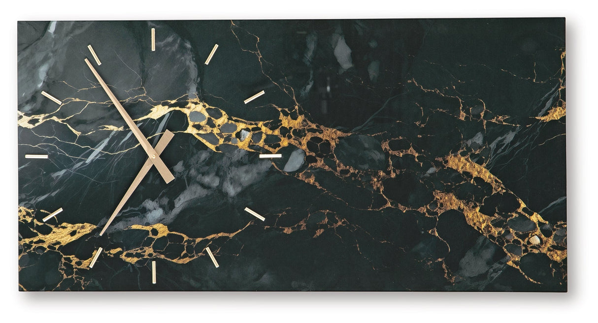 Teague Black/Gold Finish Wall Clock by ASHLEY FURNITURE at Eve Furniture