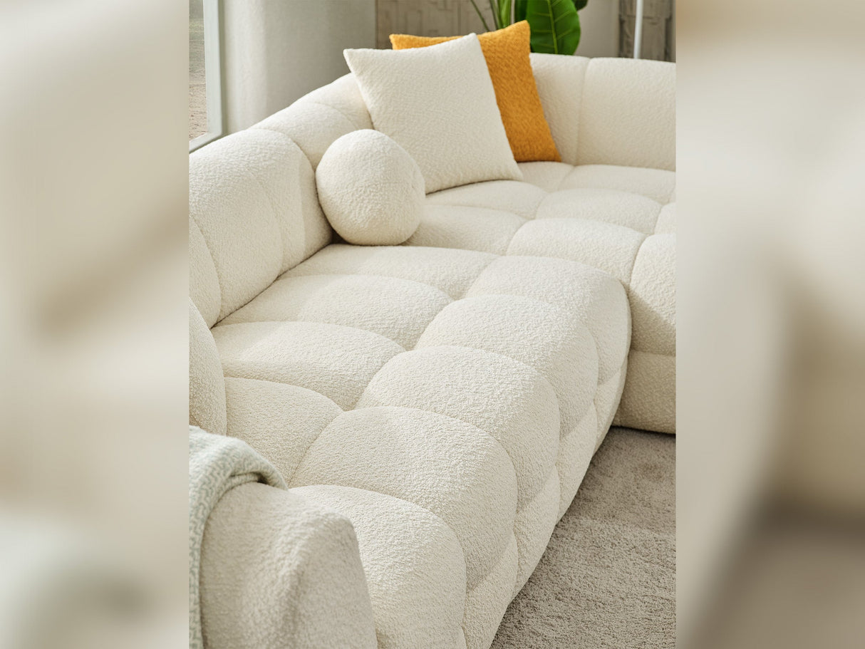 Teddy Cream Sectional Sofa by Furnia at Eve Furniture
