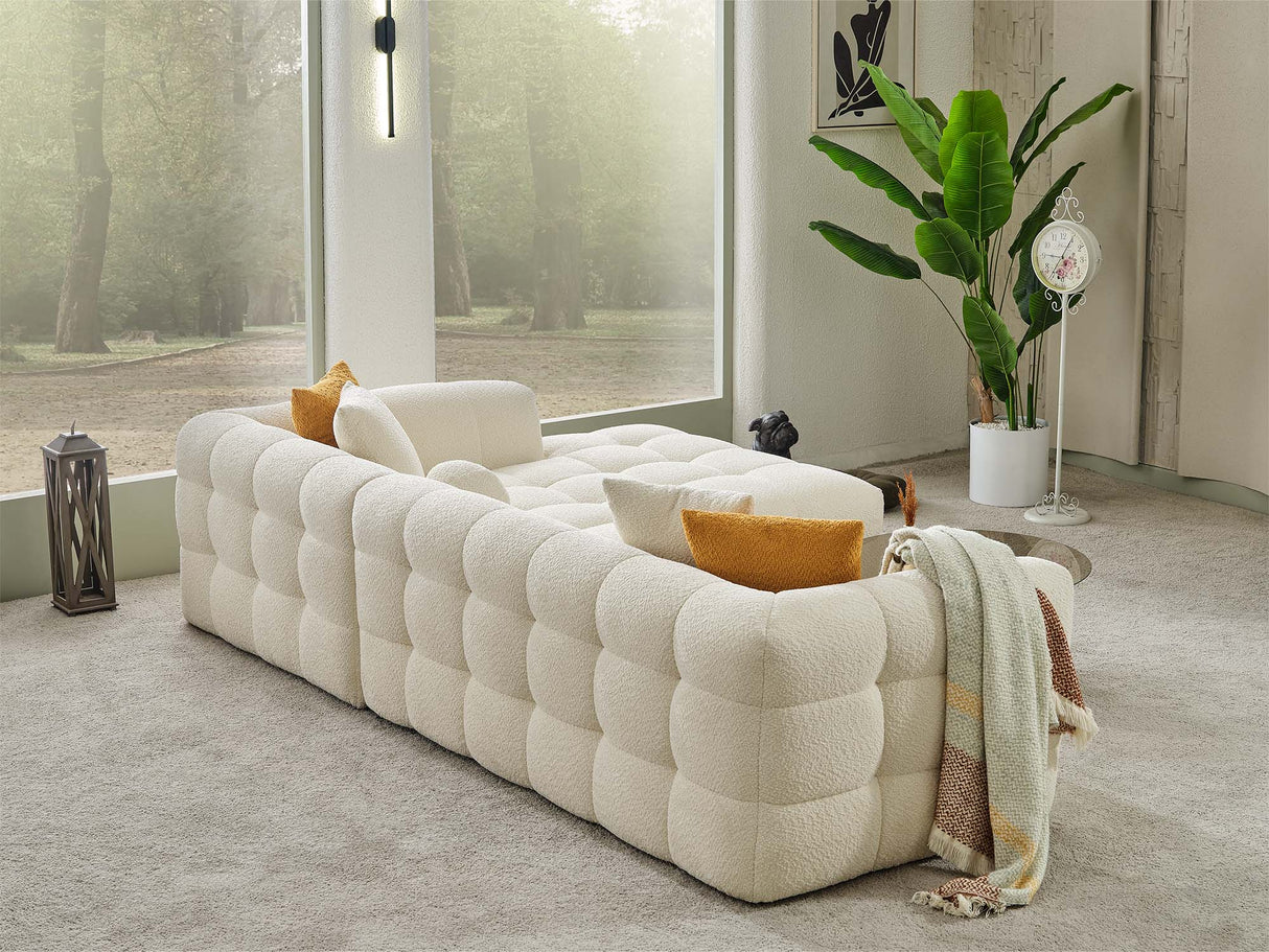 Teddy Cream Sectional Sofa by Furnia at Eve Furniture