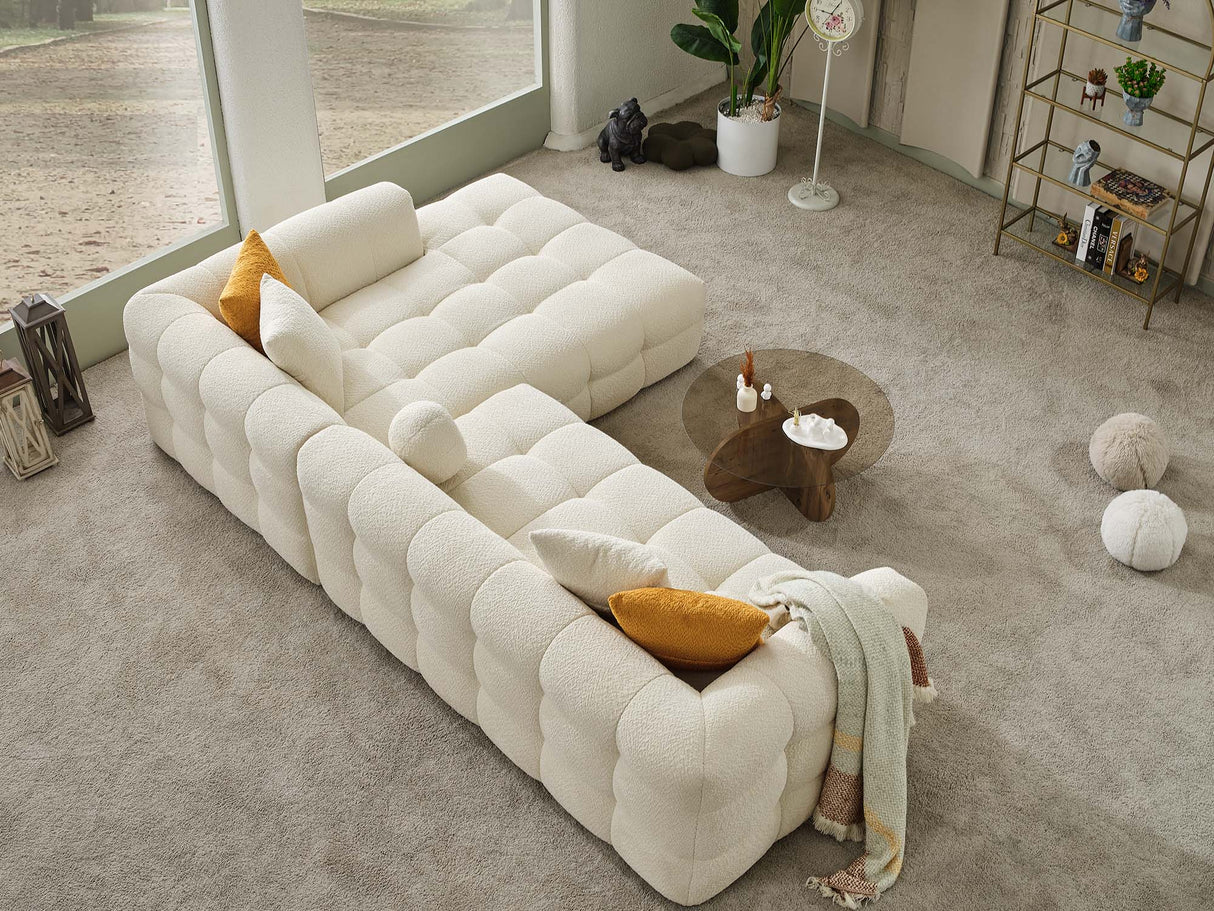 Teddy Cream Sectional Sofa by Furnia at Eve Furniture