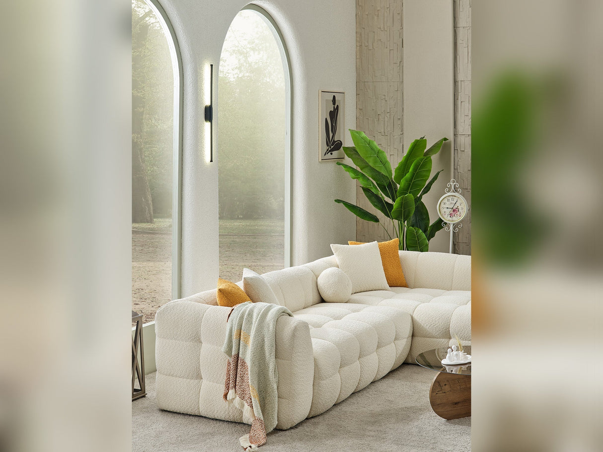 Teddy Cream Sectional Sofa by Furnia at Eve Furniture