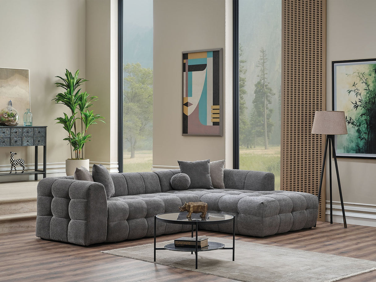 Teddy Sectional Sofa Grey by Furnia at Eve Furniture