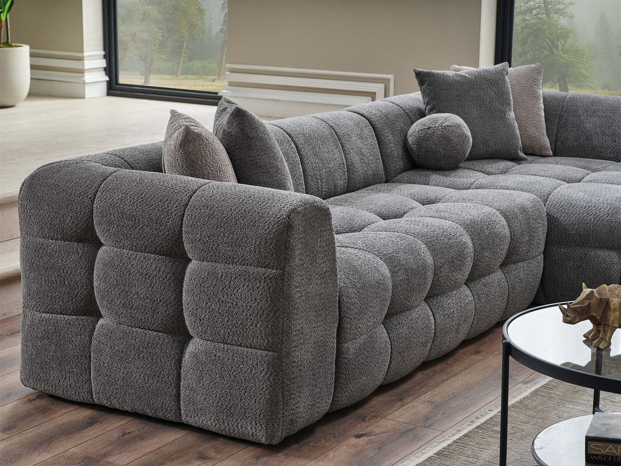 Teddy Sectional Sofa Grey by Furnia at Eve Furniture