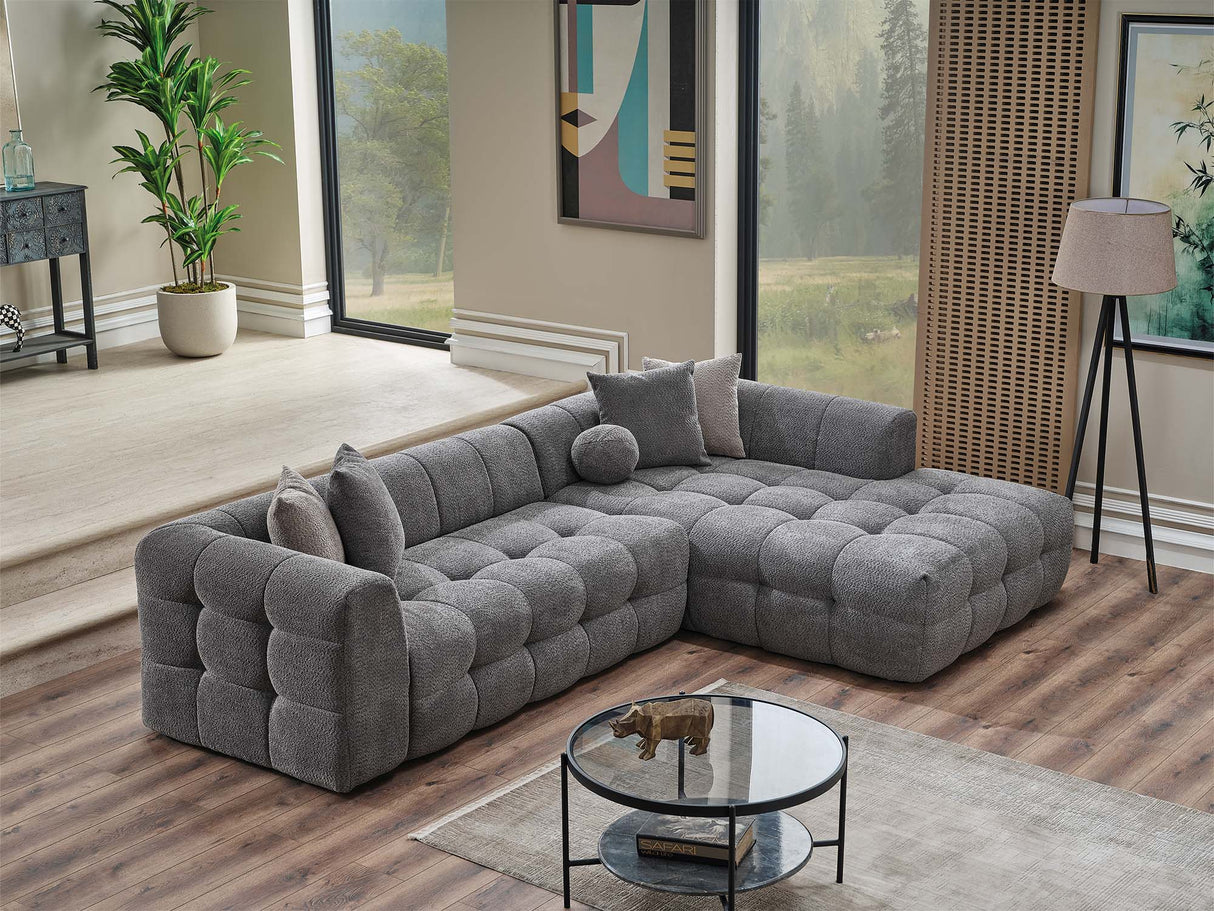 Teddy Sectional Sofa Grey by Furnia at Eve Furniture