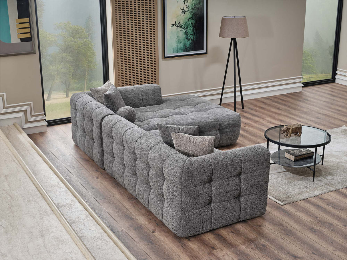 Teddy Sectional Sofa Grey by Furnia at Eve Furniture