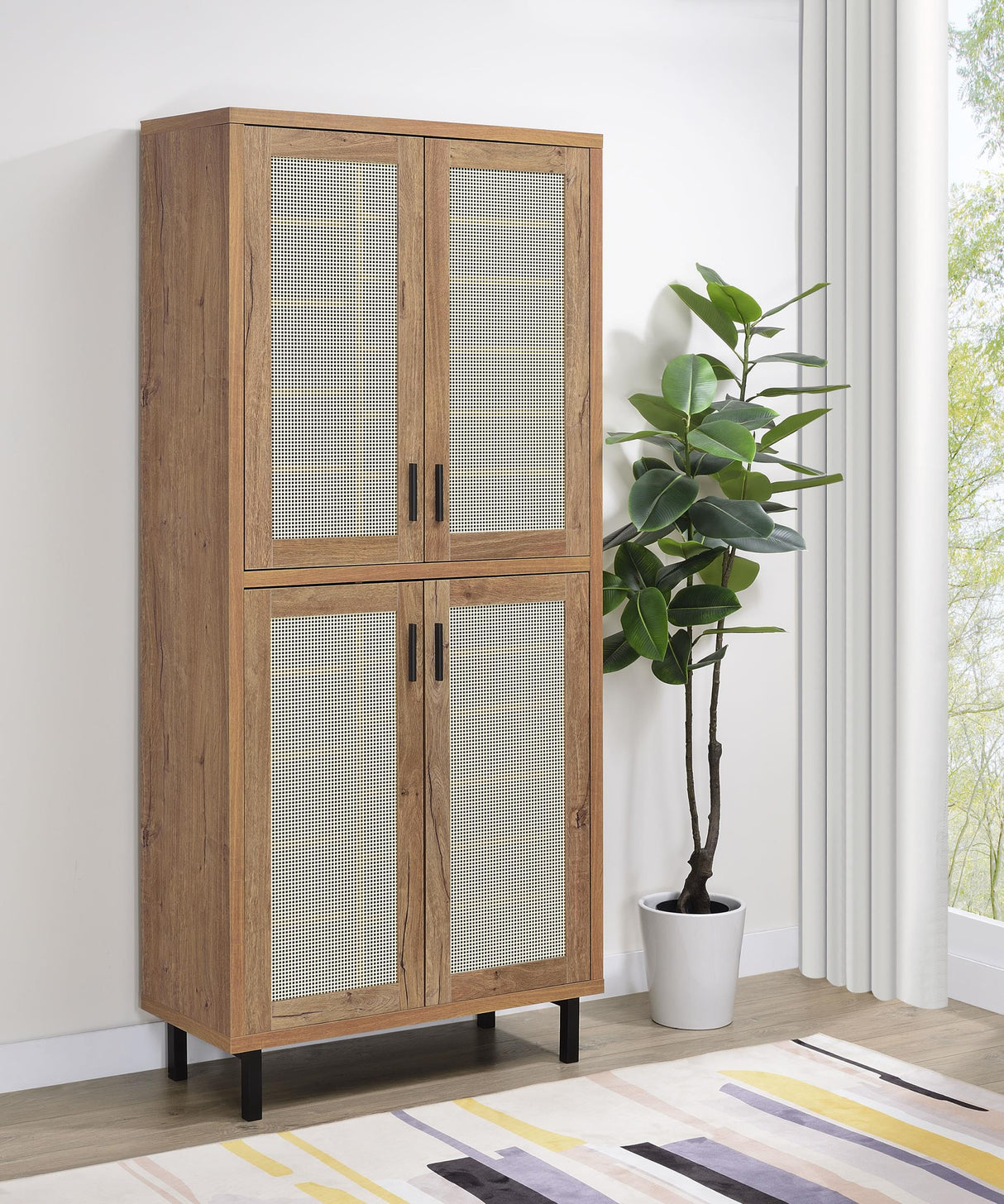 Teller Natural Oak 4-Door Shoe Storage Cabinet by Coaster at Eve Furniture