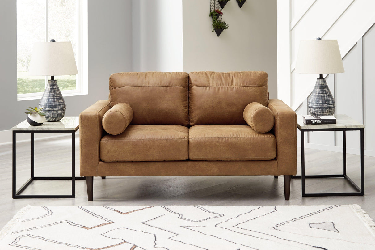 Telora Caramel Loveseat by Ashley at Eve Furniture