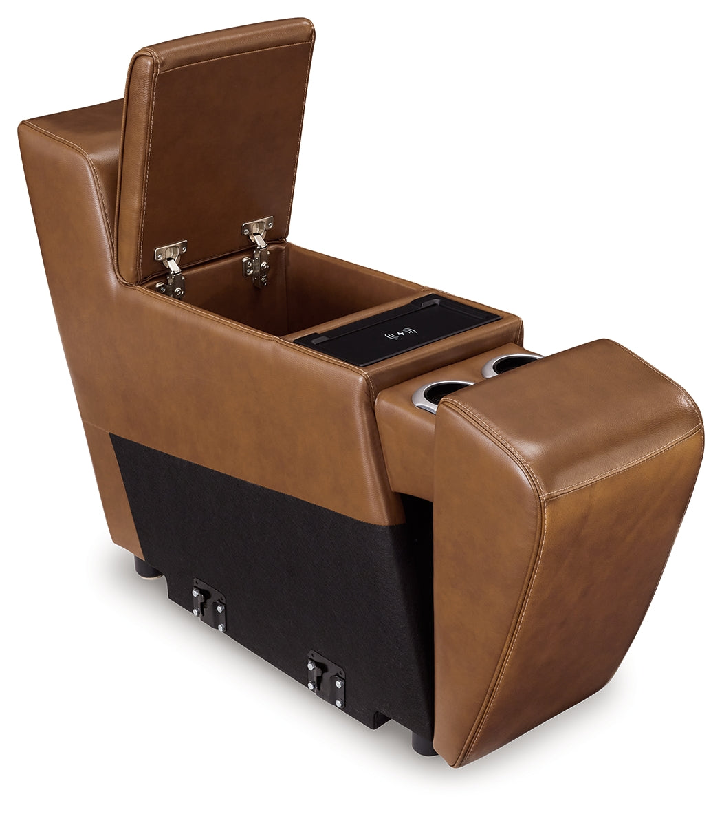Temmpton Chocolate Console with Storage by Ashley at Eve Furniture