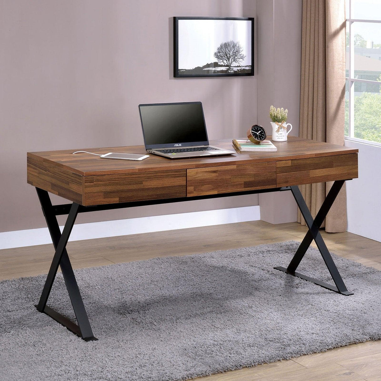 Tensed Black Desk by Furniture of America at Eve Furniture