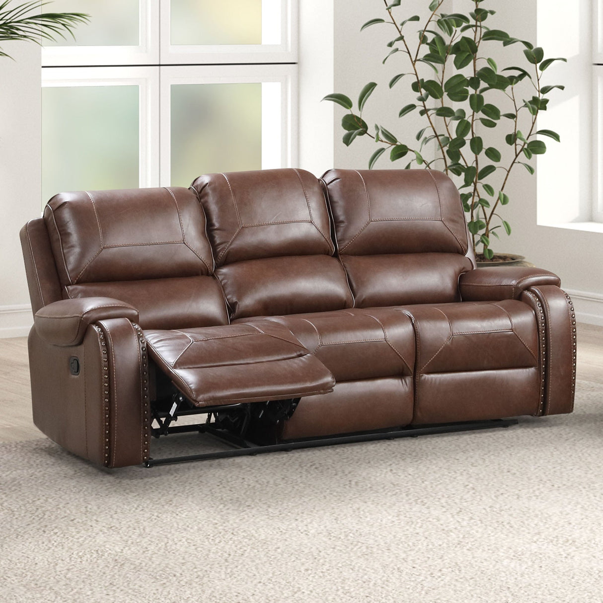 Tepic Brown Leatherette 3 Piece Living Room Set by Furniture of America at Eve Furniture