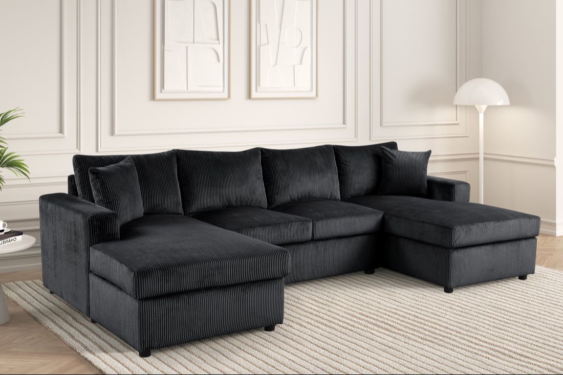 Terasa Black Double Chaise Sectional by Happy Homes at Eve Furniture
