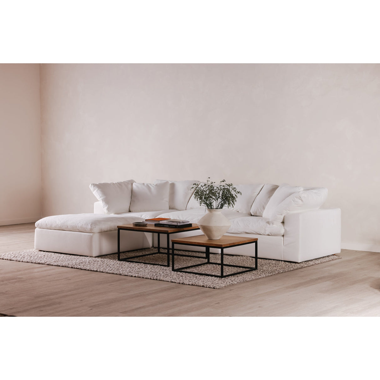 Terra Cream White Condo Ottoman by Moe's Home at Eve Furniture