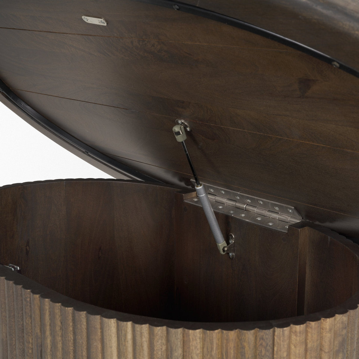 Terra Dark Brown Wood Oval Fluted Coffee Table by Mercana at Eve Furniture