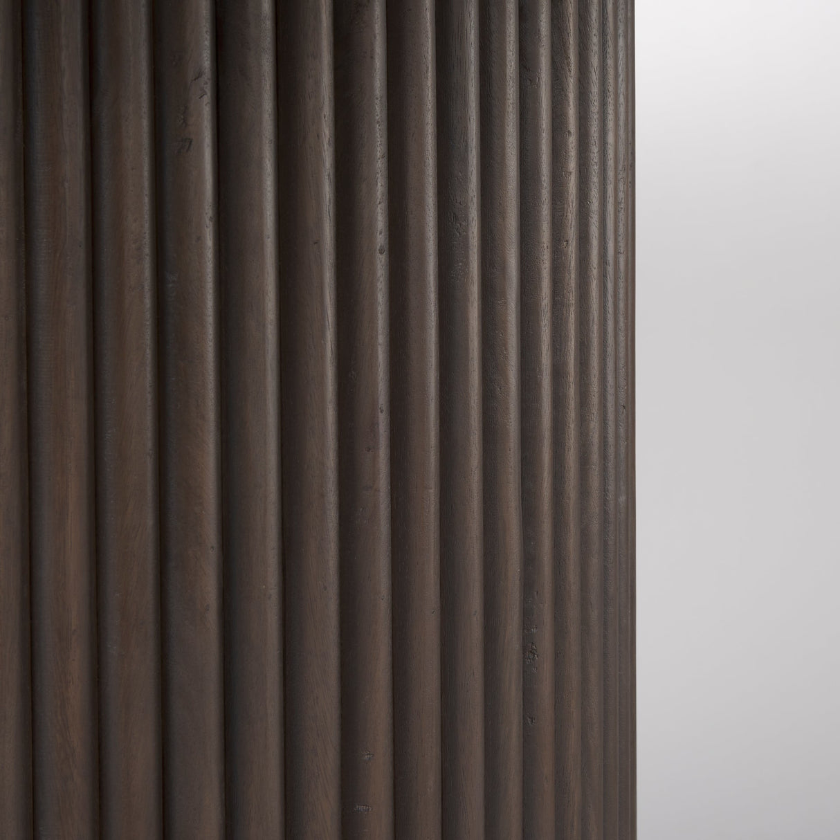Terra Dark Brown Wood Round Fluted Dining Table by Mercana at Eve Furniture