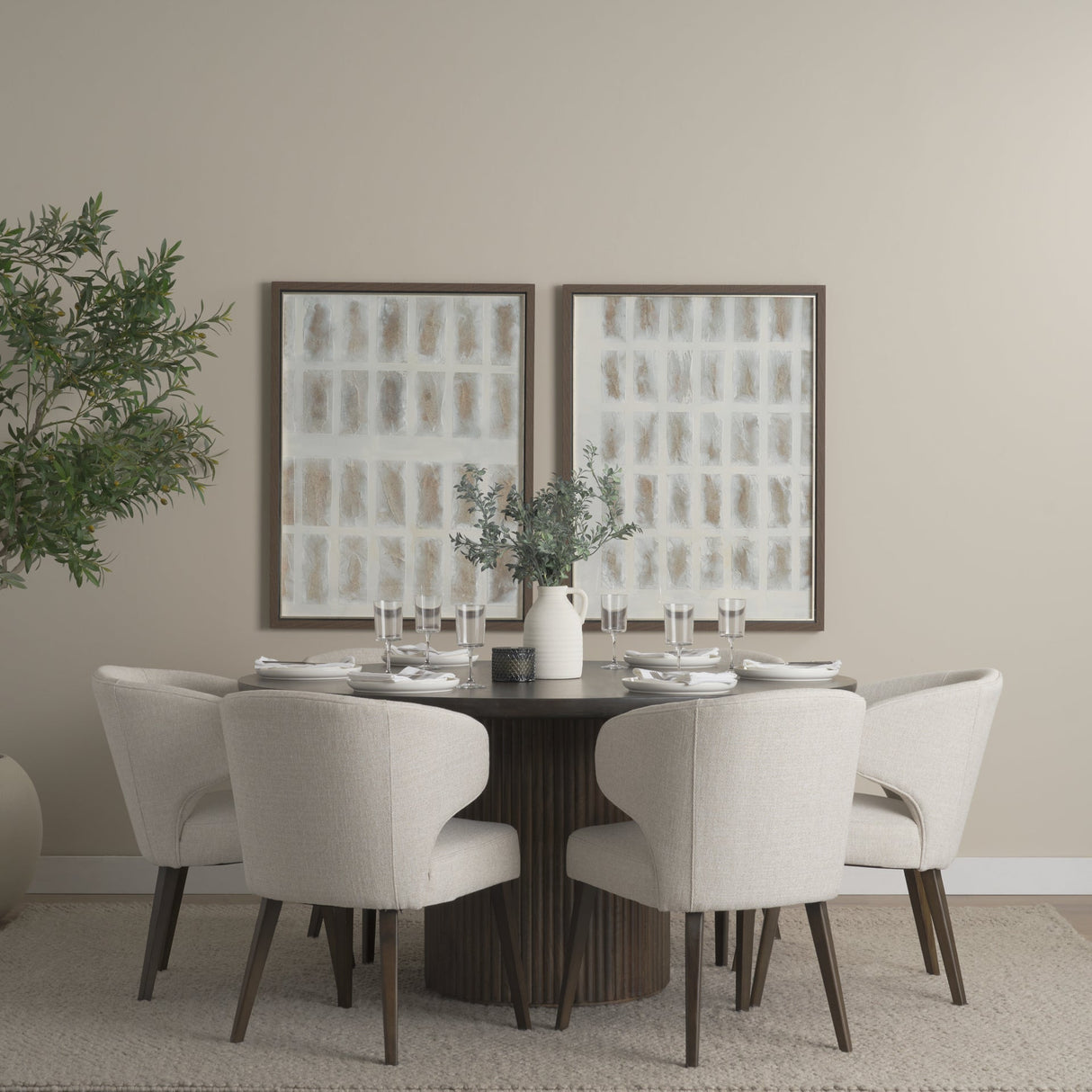 Terra Fluted Dining Table - 6 Niles Chairs by Mercana at Eve Furniture