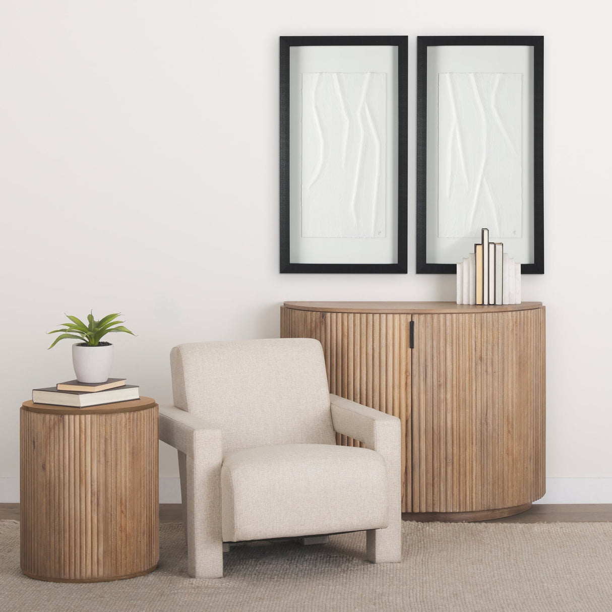 Terra Fluted Light Brown Wood 2-Door Accent Cabinet by Mercana at Eve Furniture