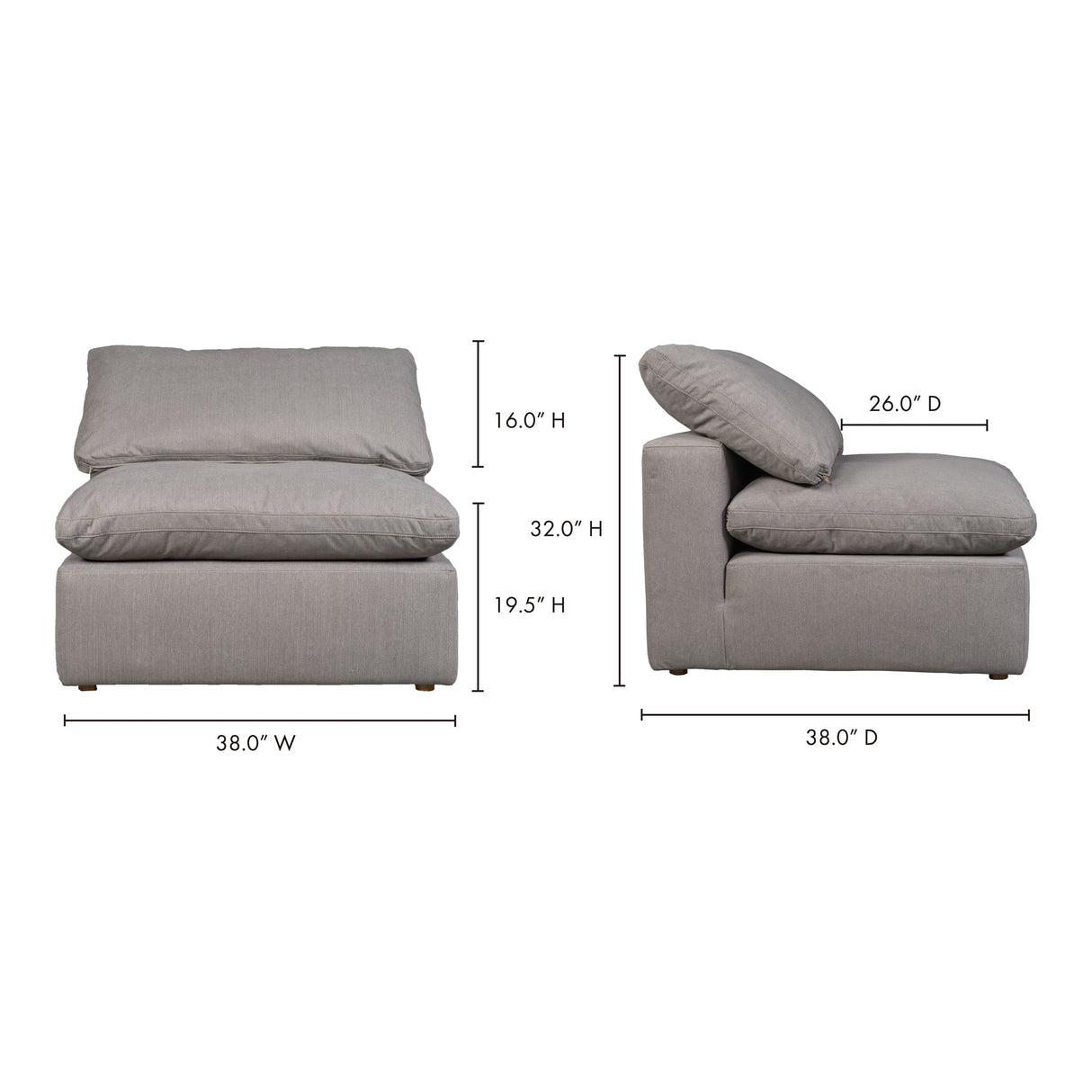 Terra Light Grey Condo Chair by Moe's Home at Eve Furniture