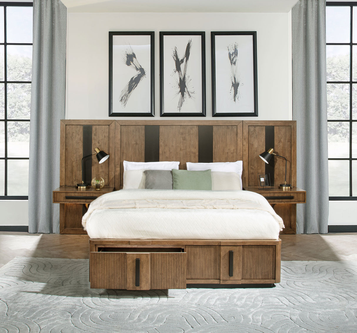 Terrace Ash Brown California King Wall Panel Storage Bed by Coaster at Eve Furniture