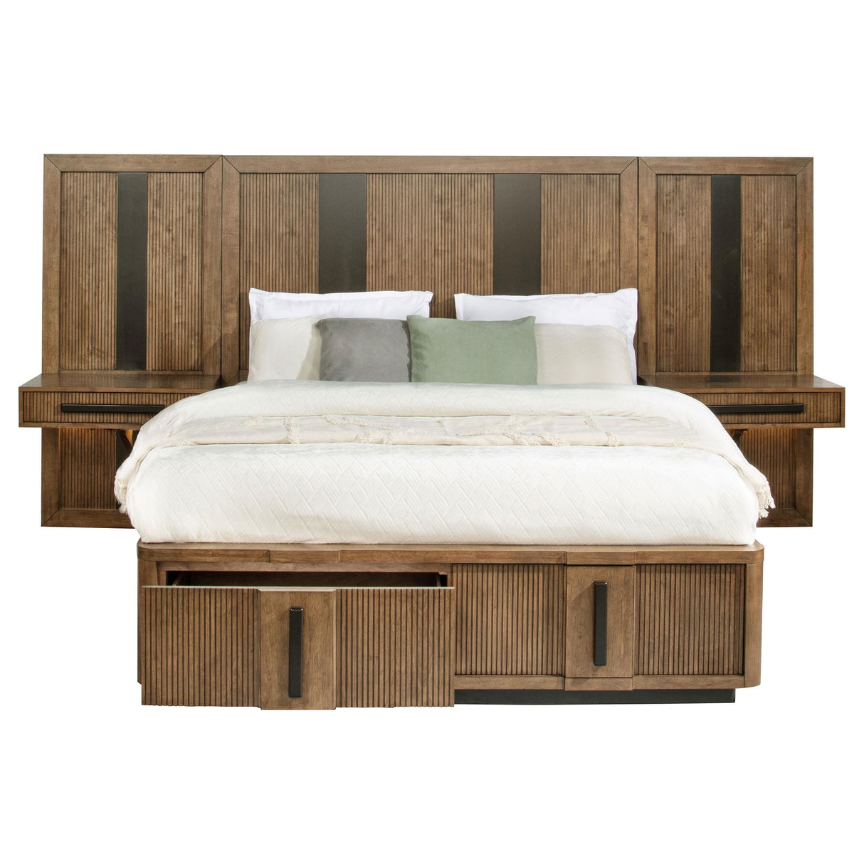 Terrace Ash Brown Wall Panel California King Storage Bed by Coaster at Eve Furniture
