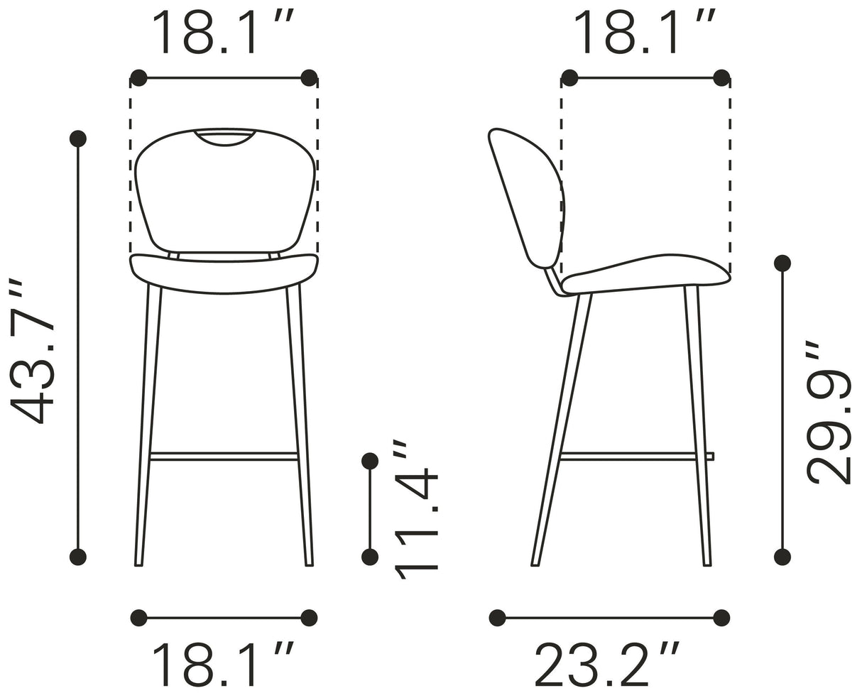 Terrence Barstool Vintage Gray by Zuomod at Eve Furniture