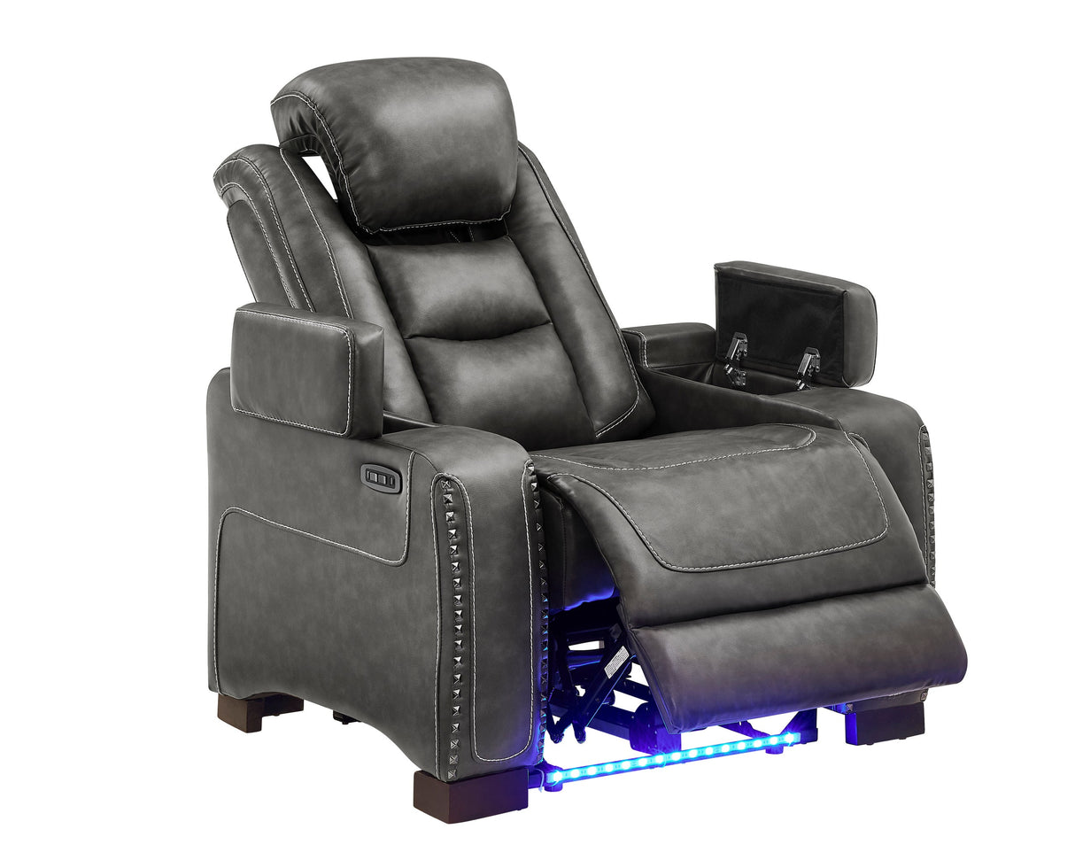 Tesla Gray 3-Piece Power Reclining Set by Happy Homes at Eve Furniture