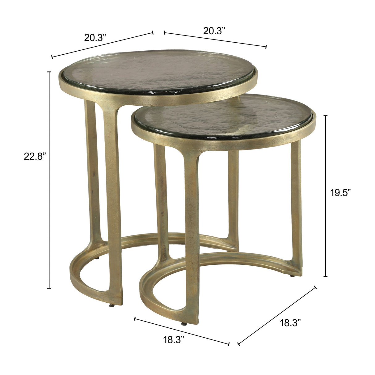 Tessa Nesting Tables Brass by Zuomod at Eve Furniture