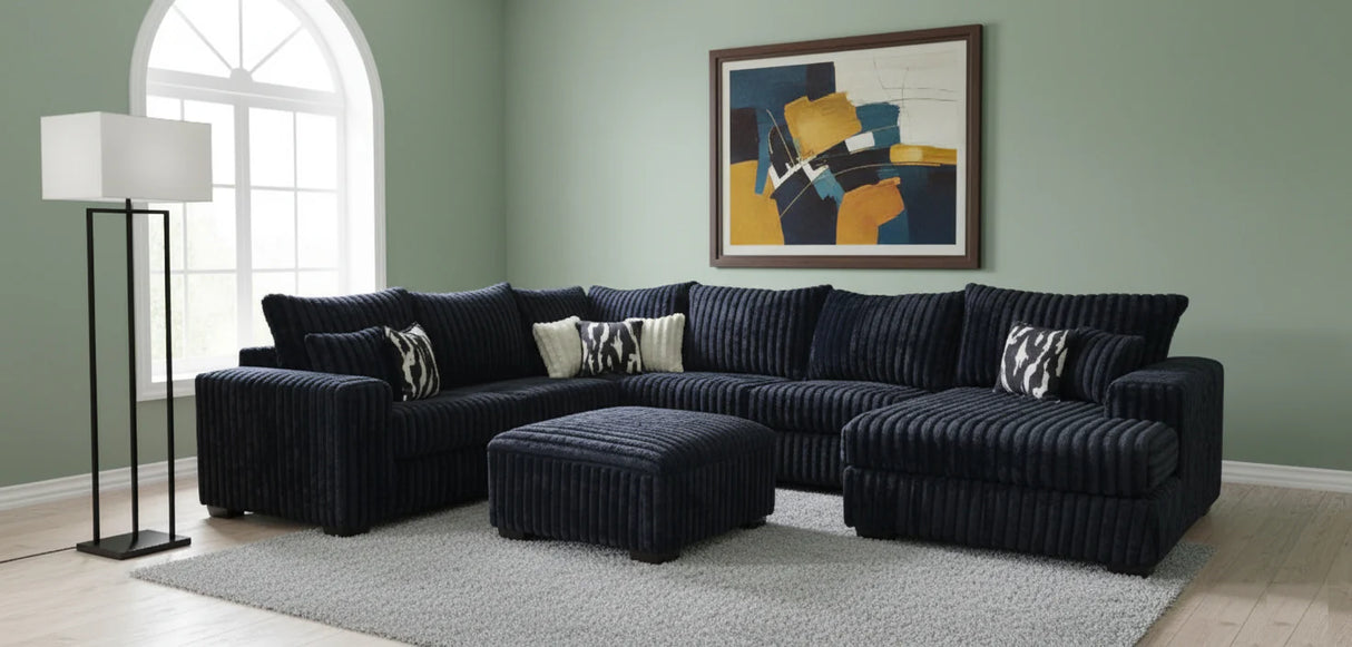 Texan Black 4-Piece Right Arm Facing (RAF) Sectional by New Era Innovations at Eve Furniture